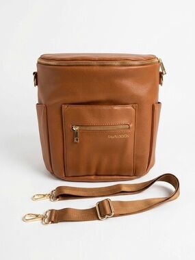 Fawn Design The Mini Diaper Bag Backpack - Brown/Cognac Faux Leather